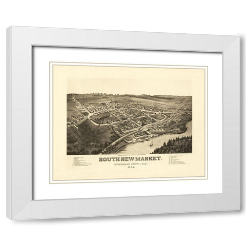South Newmarket New Hampshire - Norris 1884  White Modern Wood Framed Art Print with Double Matting by Norris