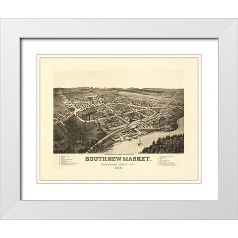 South Newmarket New Hampshire - Norris 1884  White Modern Wood Framed Art Print with Double Matting by Norris