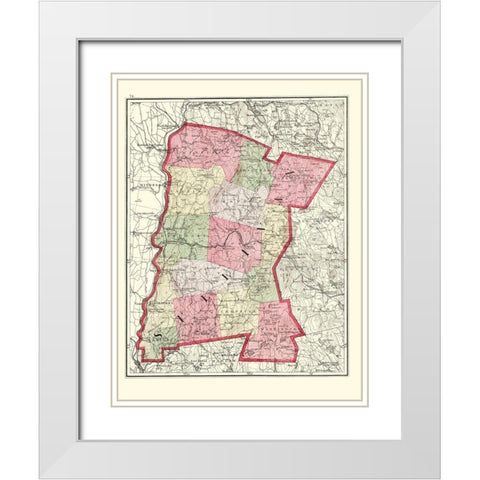 Sullivan New Hampshire - Walling 1877 White Modern Wood Framed Art Print with Double Matting by Walling