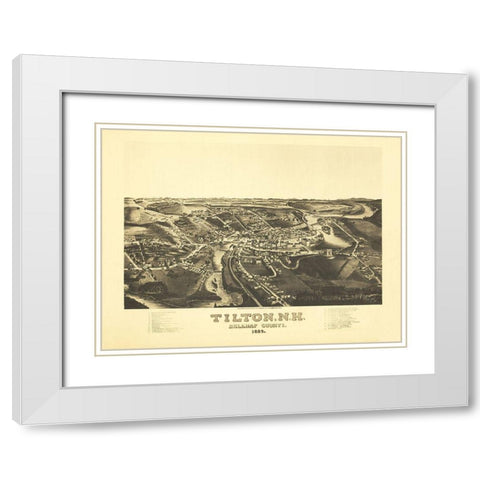 Tilton New Hampshire - Norris 1884  White Modern Wood Framed Art Print with Double Matting by Norris