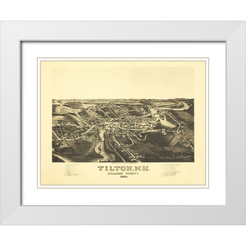 Tilton New Hampshire - Norris 1884  White Modern Wood Framed Art Print with Double Matting by Norris