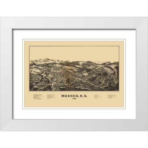 Warner New Hampshire -1887 White Modern Wood Framed Art Print with Double Matting by Unknown