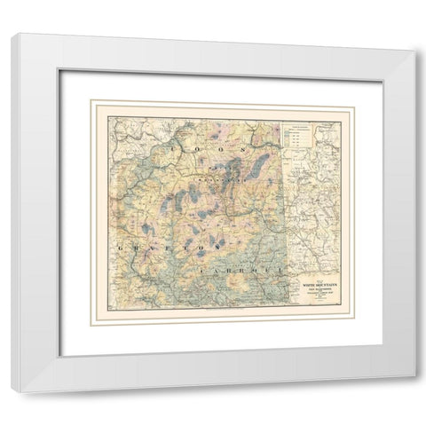 New Hampshire White Mountains -1881 White Modern Wood Framed Art Print with Double Matting by Unknown