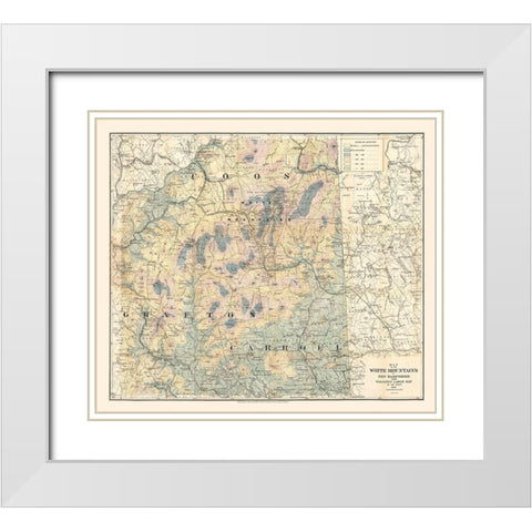 New Hampshire White Mountains -1881 White Modern Wood Framed Art Print with Double Matting by Unknown