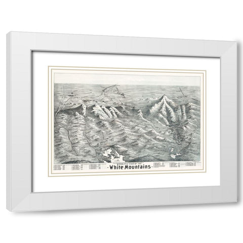 White Mountains New Hampshire - Morris 1890  White Modern Wood Framed Art Print with Double Matting by Morris