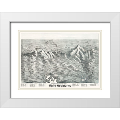 White Mountains New Hampshire - Morris 1890  White Modern Wood Framed Art Print with Double Matting by Morris