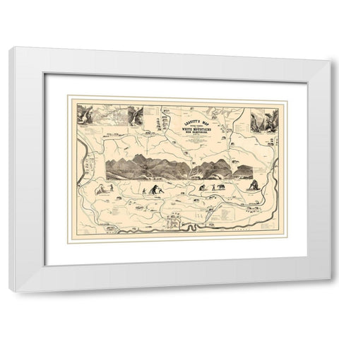 White Mountains New Hampshire - Leavitt 1871  White Modern Wood Framed Art Print with Double Matting by Leavitt