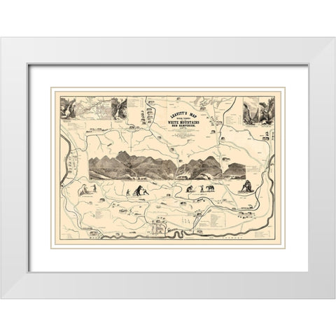 White Mountains New Hampshire - Leavitt 1871  White Modern Wood Framed Art Print with Double Matting by Leavitt