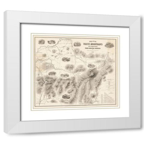 White Mountains New Hampshire -Boardman 1858  White Modern Wood Framed Art Print with Double Matting by Boardman