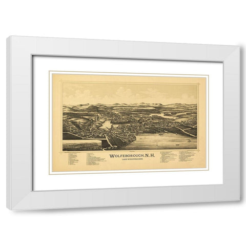 Wolfeborough New Hampshire -Norris 1889  White Modern Wood Framed Art Print with Double Matting by Norris