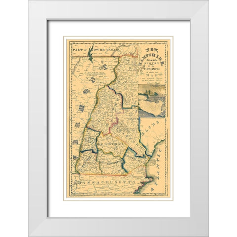 New Hampshire - Ruggles 1817 White Modern Wood Framed Art Print with Double Matting by Ruggles