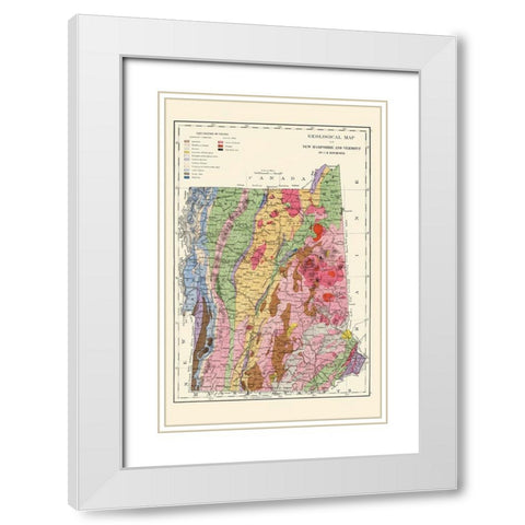 New Hampshire, Vermont Geological - Hitchcock 1877 White Modern Wood Framed Art Print with Double Matting by Hitchcock