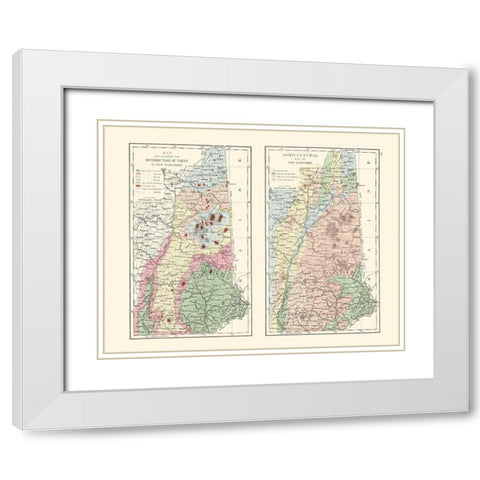 New Hampshire Agricultural - Hitchcock 1877 White Modern Wood Framed Art Print with Double Matting by Hitchcock