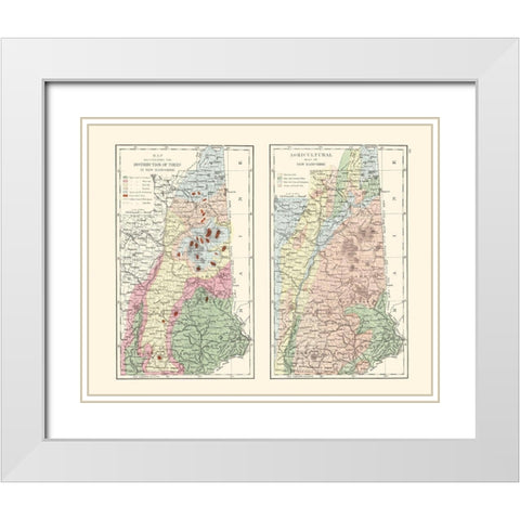 New Hampshire Agricultural - Hitchcock 1877 White Modern Wood Framed Art Print with Double Matting by Hitchcock