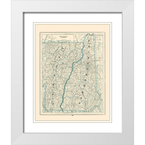 New Hampshire, Vermont - Rathbun 1893 White Modern Wood Framed Art Print with Double Matting by Rathbun