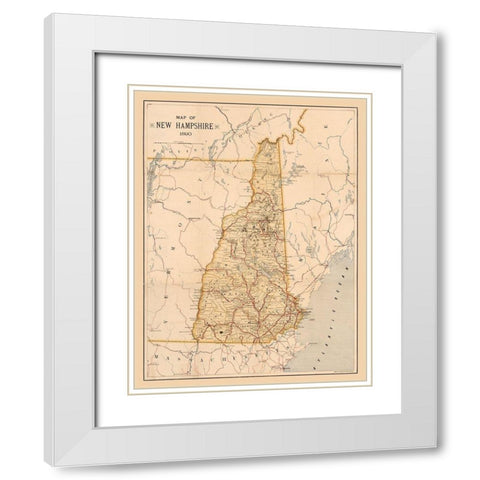 New Hampshire -1890 White Modern Wood Framed Art Print with Double Matting by Unknown