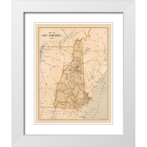 New Hampshire -1890 White Modern Wood Framed Art Print with Double Matting by Unknown