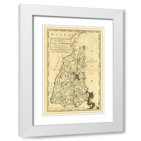 New Hampshire - Lewis 1794  White Modern Wood Framed Art Print with Double Matting by Lewis