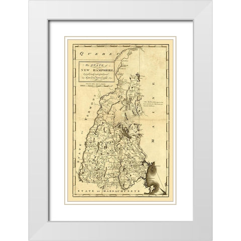 New Hampshire - Lewis 1794  White Modern Wood Framed Art Print with Double Matting by Lewis