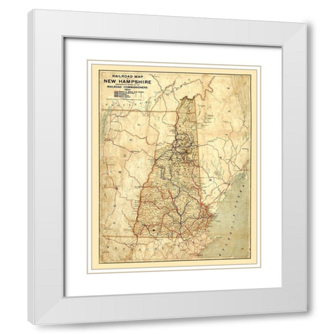 New Hampshire Railroads -1894 White Modern Wood Framed Art Print with Double Matting by Unknown