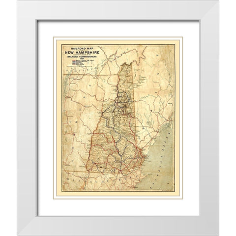 New Hampshire Railroads -1894 White Modern Wood Framed Art Print with Double Matting by Unknown