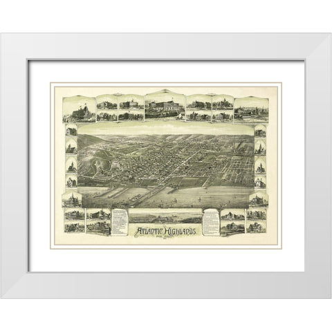 Atlantic Highlands New Jersey - Bailey 1894  White Modern Wood Framed Art Print with Double Matting by Bailey