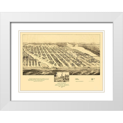 Asbury Park New Jersey - Fowler 1881  White Modern Wood Framed Art Print with Double Matting by Fowler