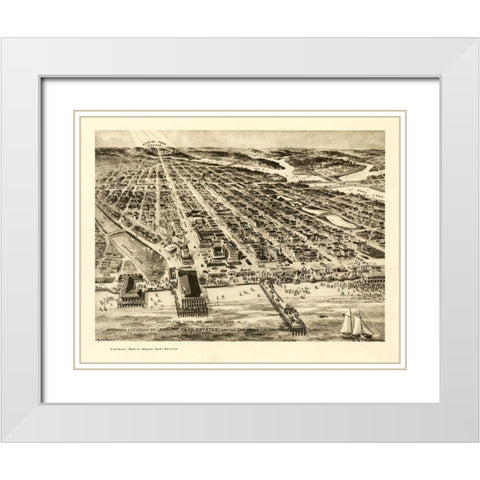 Asbury Park New Jersey - Pettit 1910  White Modern Wood Framed Art Print with Double Matting by Pettit