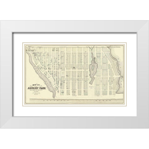 Asbury Park New Jersey Landowner - Kennedy 1877 White Modern Wood Framed Art Print with Double Matting by Kennedy