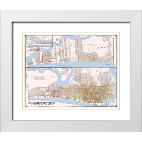Atlantic City New Jersey Landowner - Mueller 1900 White Modern Wood Framed Art Print with Double Matting by Mueller
