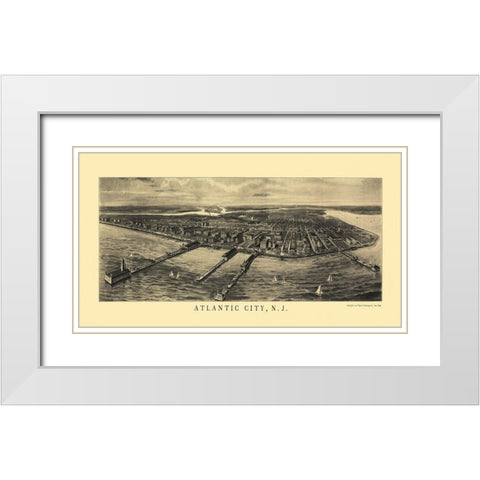 Atlantic City New Jersey - National Pub Co 1905 White Modern Wood Framed Art Print with Double Matting by National Pub Co