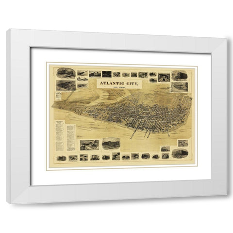 Atlantic City New Jersey - Landis 1900 White Modern Wood Framed Art Print with Double Matting by Landis