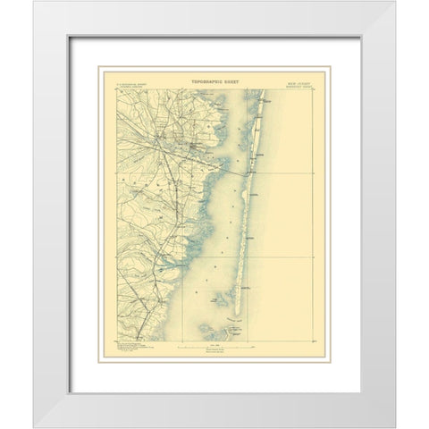 Barnegat New Jersey Sheet - USGS 1884 White Modern Wood Framed Art Print with Double Matting by USGS