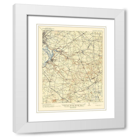 Bordentown New Jersey Pennsylvania Quad White Modern Wood Framed Art Print with Double Matting by USGS