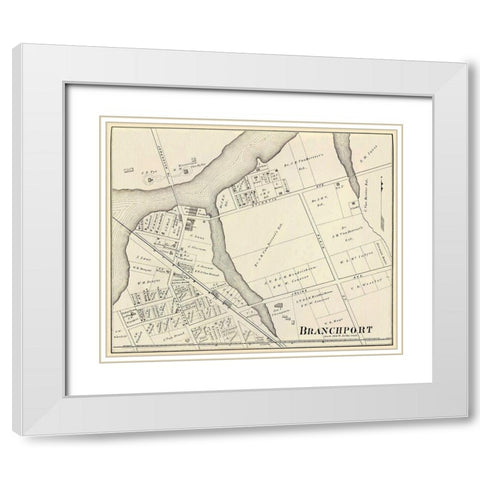 Branchport New Jersey Landowner - Woolman 1878 White Modern Wood Framed Art Print with Double Matting by Woolman