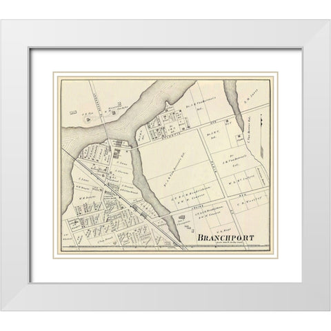 Branchport New Jersey Landowner - Woolman 1878 White Modern Wood Framed Art Print with Double Matting by Woolman