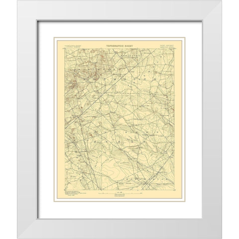 Cassville New Jersey Quad - USGS 1885 White Modern Wood Framed Art Print with Double Matting by USGS