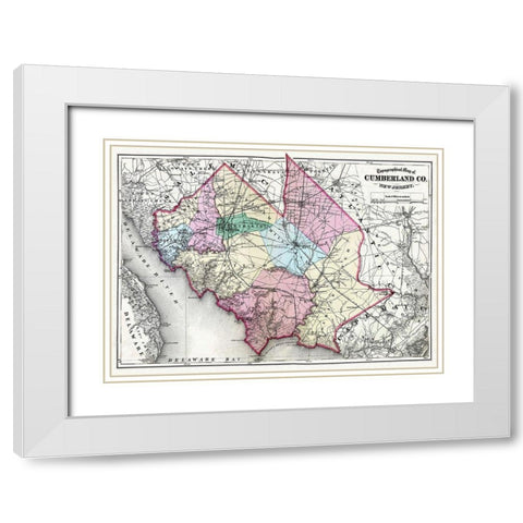 Cumberland New Jersey - Beers 1872 White Modern Wood Framed Art Print with Double Matting by Beers