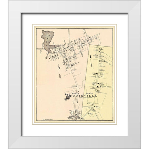 Dennisville, North, South New Jersey Landowner White Modern Wood Framed Art Print with Double Matting by Woolman