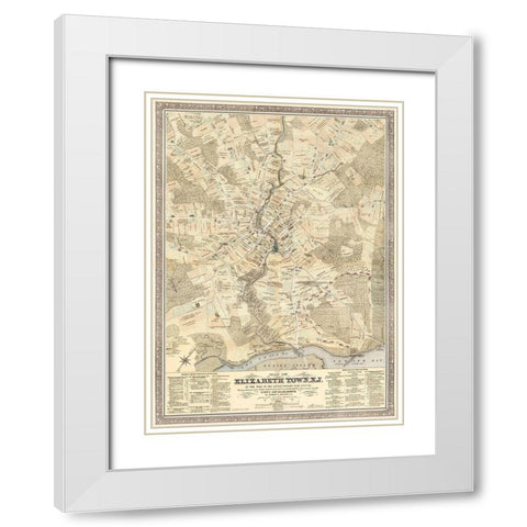 Elizabeth Town New Jersey - Meyer 1780  White Modern Wood Framed Art Print with Double Matting by Meyer