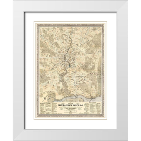 Elizabeth Town New Jersey - Meyer 1780  White Modern Wood Framed Art Print with Double Matting by Meyer