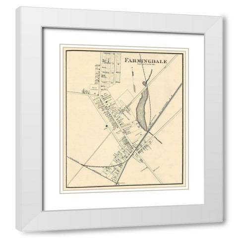 Farmingdale New Jersey Landowner - Woolman 1878 White Modern Wood Framed Art Print with Double Matting by Woolman