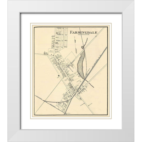 Farmingdale New Jersey Landowner - Woolman 1878 White Modern Wood Framed Art Print with Double Matting by Woolman