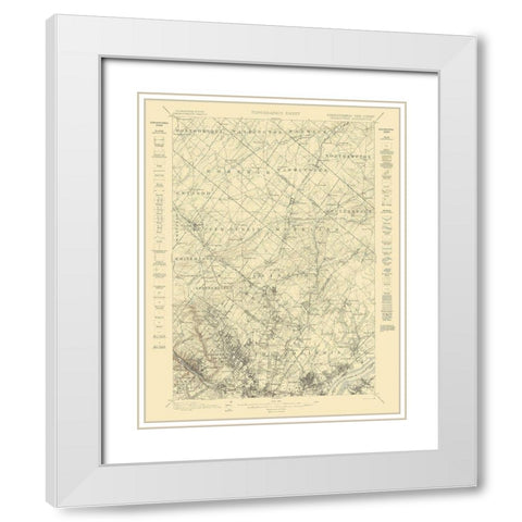 Germantown Pennsylvania New Jersey Quad White Modern Wood Framed Art Print with Double Matting by USGS
