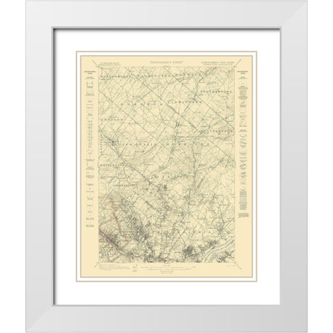 Germantown Pennsylvania New Jersey Quad White Modern Wood Framed Art Print with Double Matting by USGS