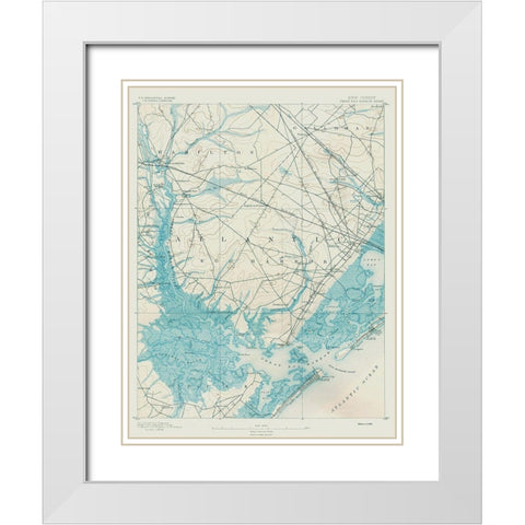 Great Egg Harbor New Jersey Quad - USGS 1890 White Modern Wood Framed Art Print with Double Matting by USGS