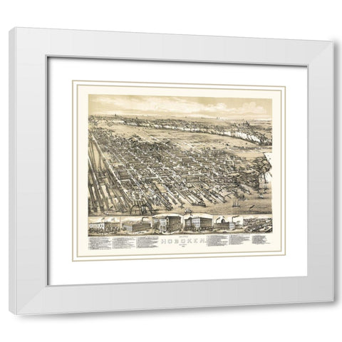 Hoboken New Jersey - Bailey 1881  White Modern Wood Framed Art Print with Double Matting by Bailey