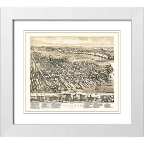Hoboken New Jersey - Bailey 1881  White Modern Wood Framed Art Print with Double Matting by Bailey