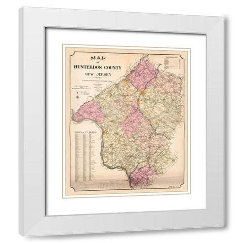 Hunterdon New Jersey - Hicks 1902  White Modern Wood Framed Art Print with Double Matting by Hicks