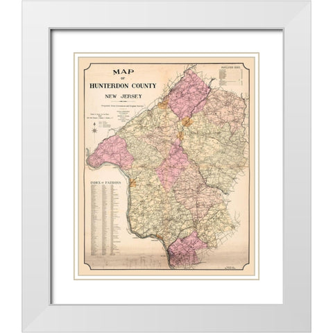 Hunterdon New Jersey - Hicks 1902  White Modern Wood Framed Art Print with Double Matting by Hicks